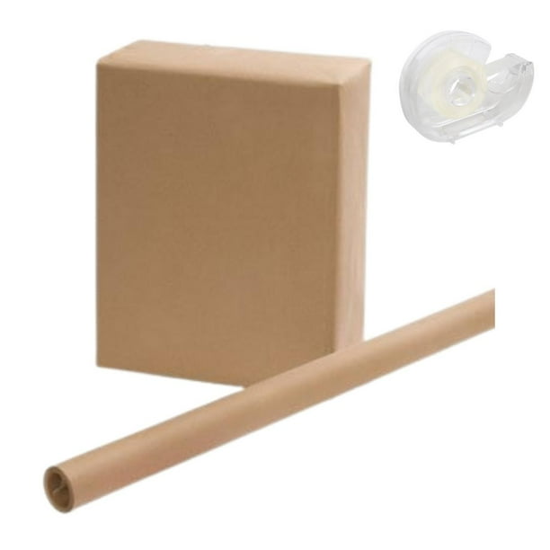 Brown Wrapping Paper 30" x 15 Feet with Roll of Tape, Easy Handling