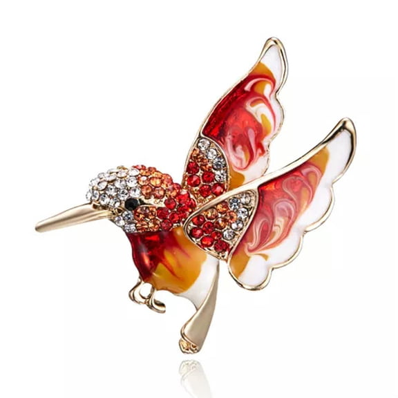 GKNET Elegant Animal Bird Crystal Rhinestone Pearl Brooch Pin Womens Costume Jewellery-1-Red Bird