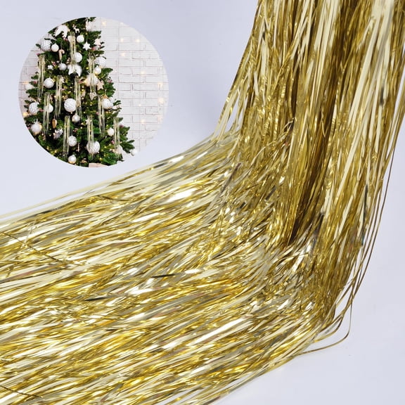 BESTSKY Tinsel Icicles 4000 Strands Metallic Gold Tinsel Christmas Tree Streamer Party Decoration 18" Tinsel for Christmas Tree Icicles Indoor Outdoor Xmas New Year Disco Birthday Party Supplies