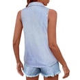 thumbnail image 4 of ClodeEU Women's Striped Sleeveless Button Down Shirt, Collared Casual Blouse Blue,Women's Plus L, 4 of 5