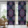 thumbnail image 3 of 1 Panel Outdoor Curtains for Patio Waterproof 54"x108" Boho Floral Weatherproof Privacy Outsides Curtains, Abstract Bohemia Flower Plant Black Grommet Thermal Drapes for Cabana Porch Pergola, 3 of 8