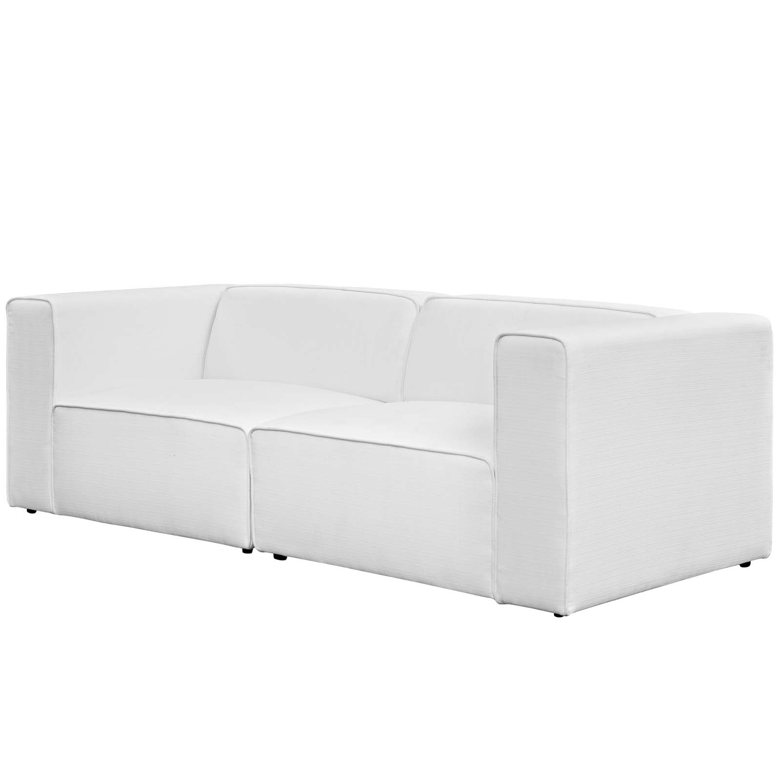White Fabric Contemporary Modular Sofa Set