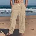 thumbnail image 6 of Nestiefly Men's Cotton Linen Pants, Summer Casual Loose Fit Beach Trousers with Elastic Waist Drawstring & Deep Pockets 2026 Khaki L, 6 of 7