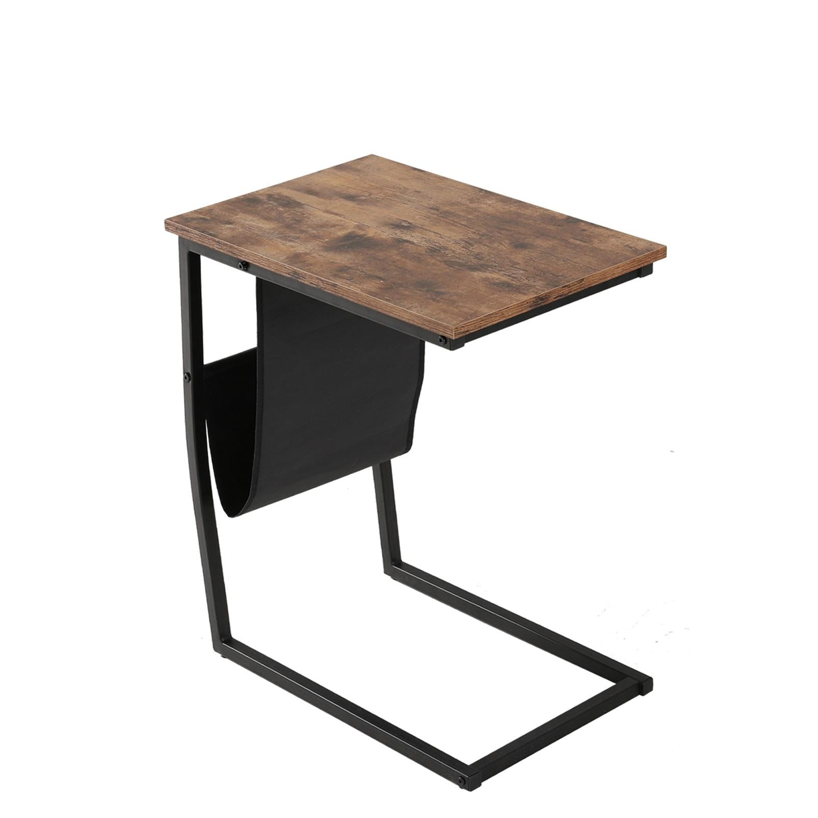 Industrial Side Table Mobile Snack Table For Coffee Laptop Tablet Sliding Next To The Sofa Wood Look Furniture With Metal Frame Walmart Com Walmart Com