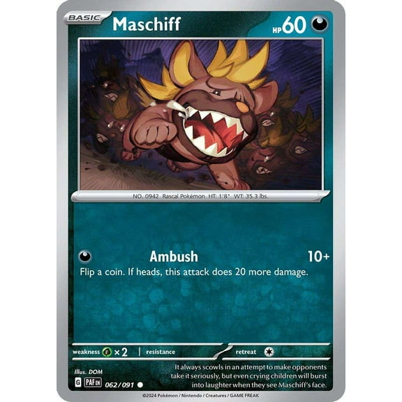 Pokemon Paldean Fates Common Maschiff #62