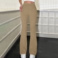 thumbnail image 4 of Ribbed Pants for Women, Audhol Women's Elastic Slim Fit Pants Sports Leisure Solid Color Brushed Strip Pocket Casual Pants Knit Pants for Women Khaki XL, 4 of 7