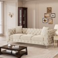 thumbnail image 3 of Morden Fort  Modern Velvet Sofa with Button Tufted,Solid Wood Frame and Iron Legs Beige, 3 of 5