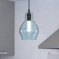 Millie Bronze Farmhouse Jar Mini Pendant Ceiling Light Smoke Blue Glass