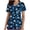 Blue, variant on Nmnitkp Scrubs Tops for Women Broken Christmas Floral Scrub Tops Comfortable and Practical Women Tops V-neck Short Sleeved Pocket Scrub Tops Women Stretchy