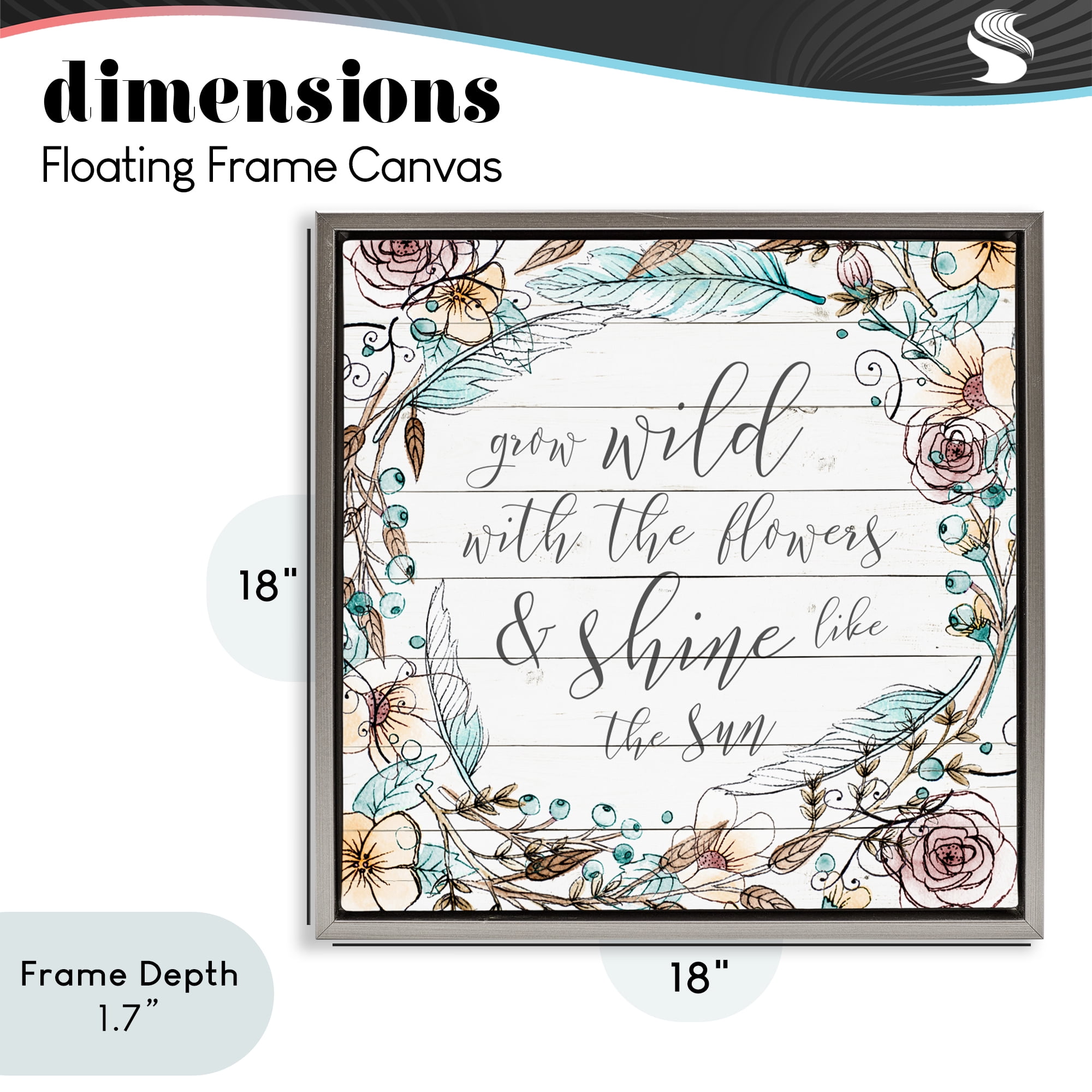 Stupell Industries Grow Wild With Flowers Gray Framed Floater Canvas Wall Art, design by SD Graphics Studio
