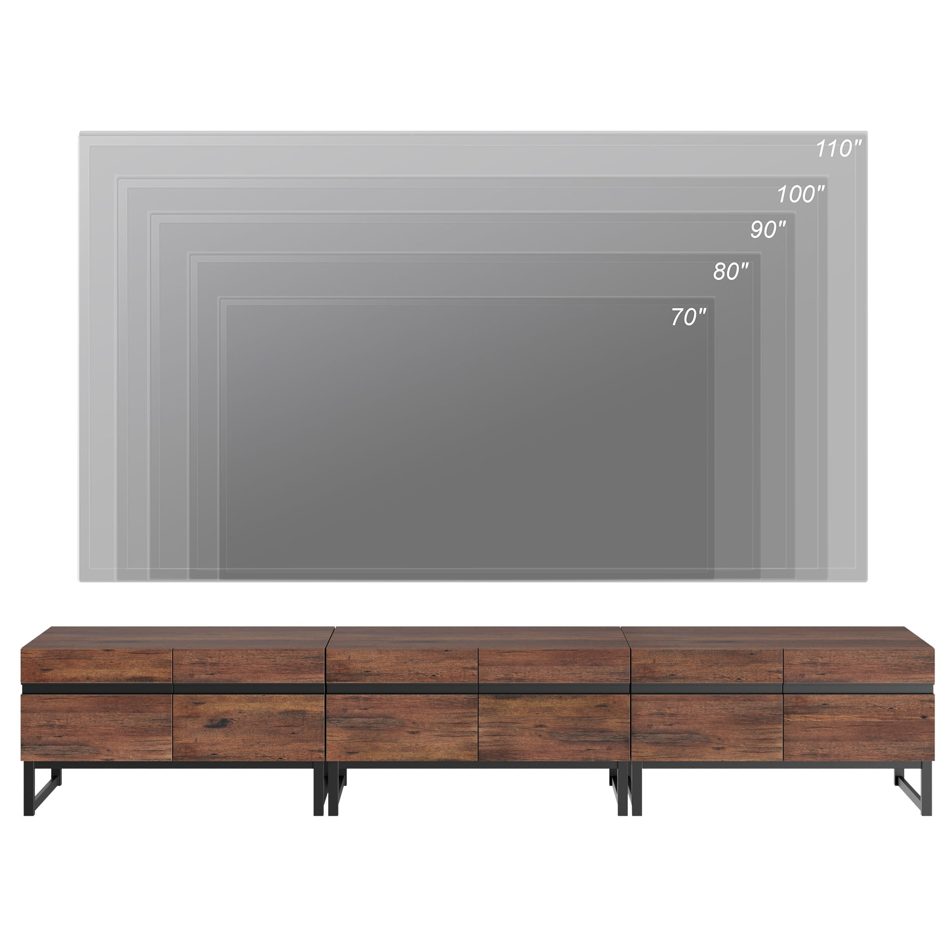 Modern TV Stand, 4 In 1 Entertainment Center TV Console With Storage Cabinets And Metal Base,Media Console For Living Room