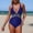 02 Navy, variant on YueHuiYing Women's Slimming One Piece Swimsuits Tummy Control Bathing Suit Halter Swimwear for Big Busted Curvy Woman