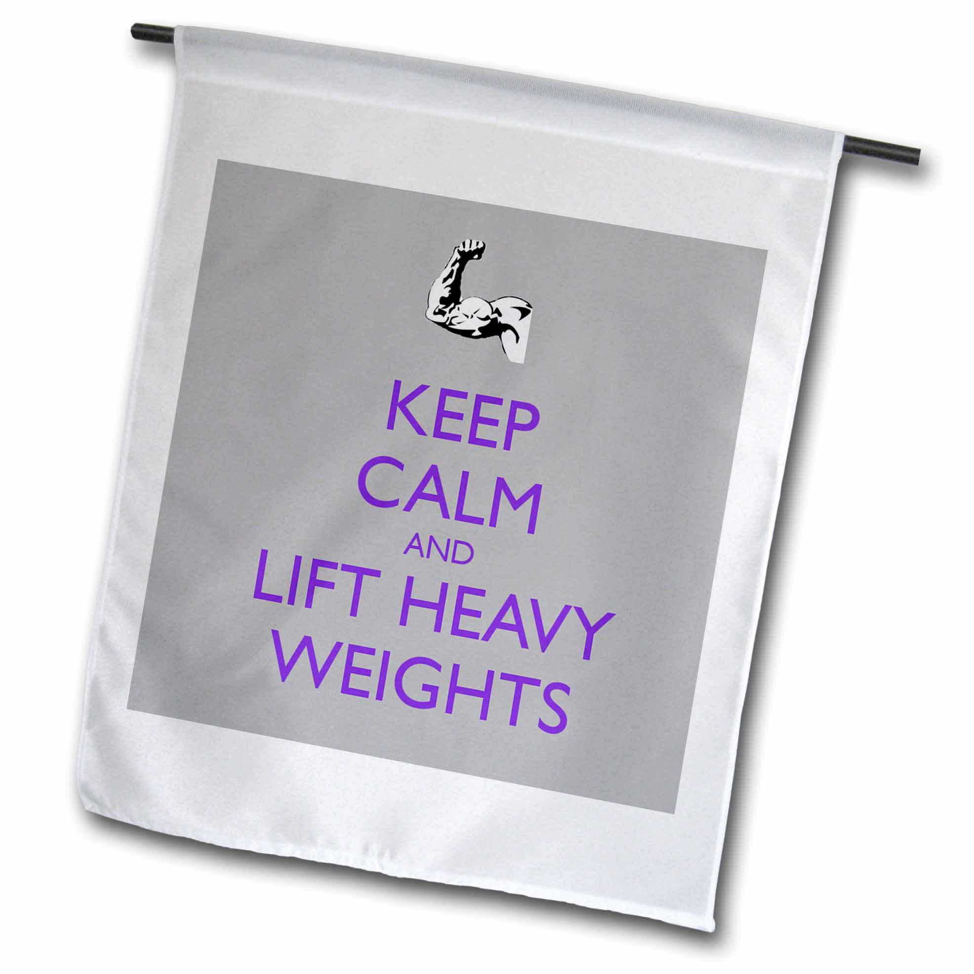 3dRose Keep calm and lift heavy weights, Purple Garden Flag, 12 by 18