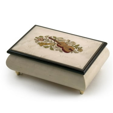 Incredible Ivory Italian Music Box with Violin and Floral Inlay - Have Yourself A Merry Little Xmas