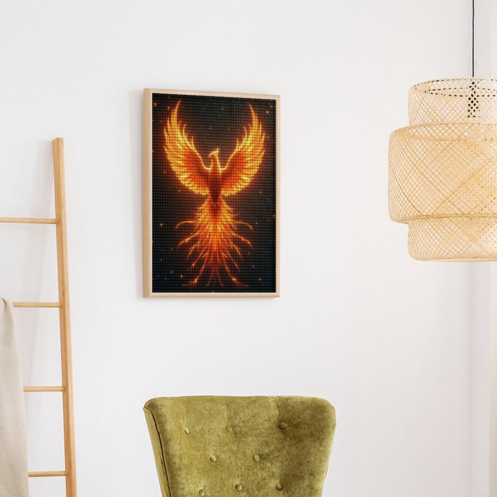 Diamond Art Kits for Adults, Phoenix Fire Bird Mythical Wings 5D Diamond Painting Kits for Adults Beginners, DIY Full Drill Diamond Painting, Gem Art and Crafts 12x16