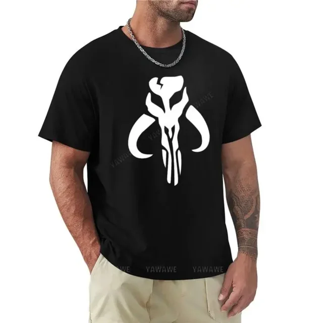 Camiseta de algodón personalizada para hombre, con calavera de mitosaurio Mando, estética blanca, sencilla, divertida, con cuello redondo.