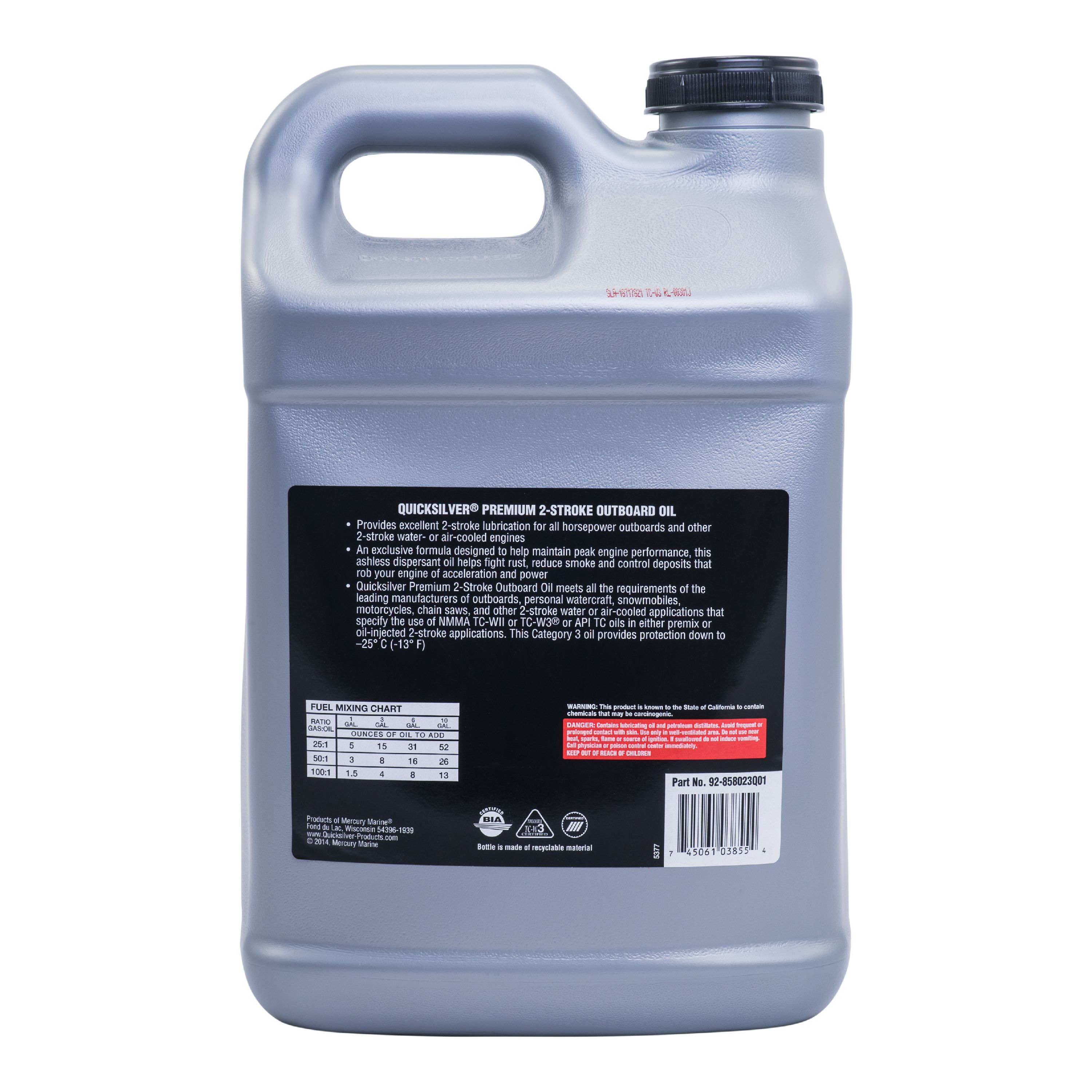 Quicksilver Premium 2-Stroke Engine Oil, Outboards, PWC, Snowmobiles and Motorcycles, 2.5 Gallon