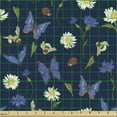 thumbnail image 2 of Ambesonne Spring Fabric by the Yard Upholstery, Vintage Flora and Fauna, 1 Yard, Multicolor, 2 of 5