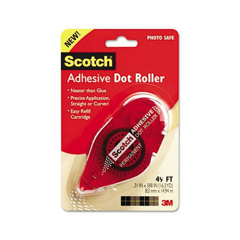 Double-Sided Adhesive Roller 0.3 x 49 ft, Dries Clear