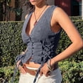 thumbnail image 3 of DuoJiaJ Women's Retro Casual Fashion Denim Vest Coat Vest Women's Fashion Vest Blue L, 3 of 5