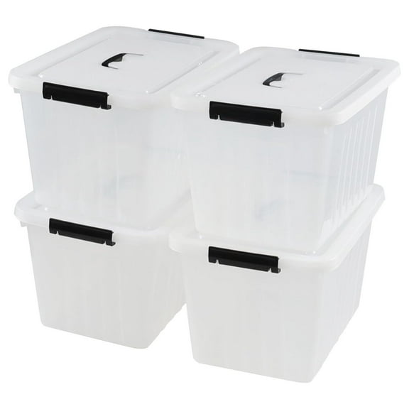 18 L Clear Plastic Storage Box with Handle, 4-Pack