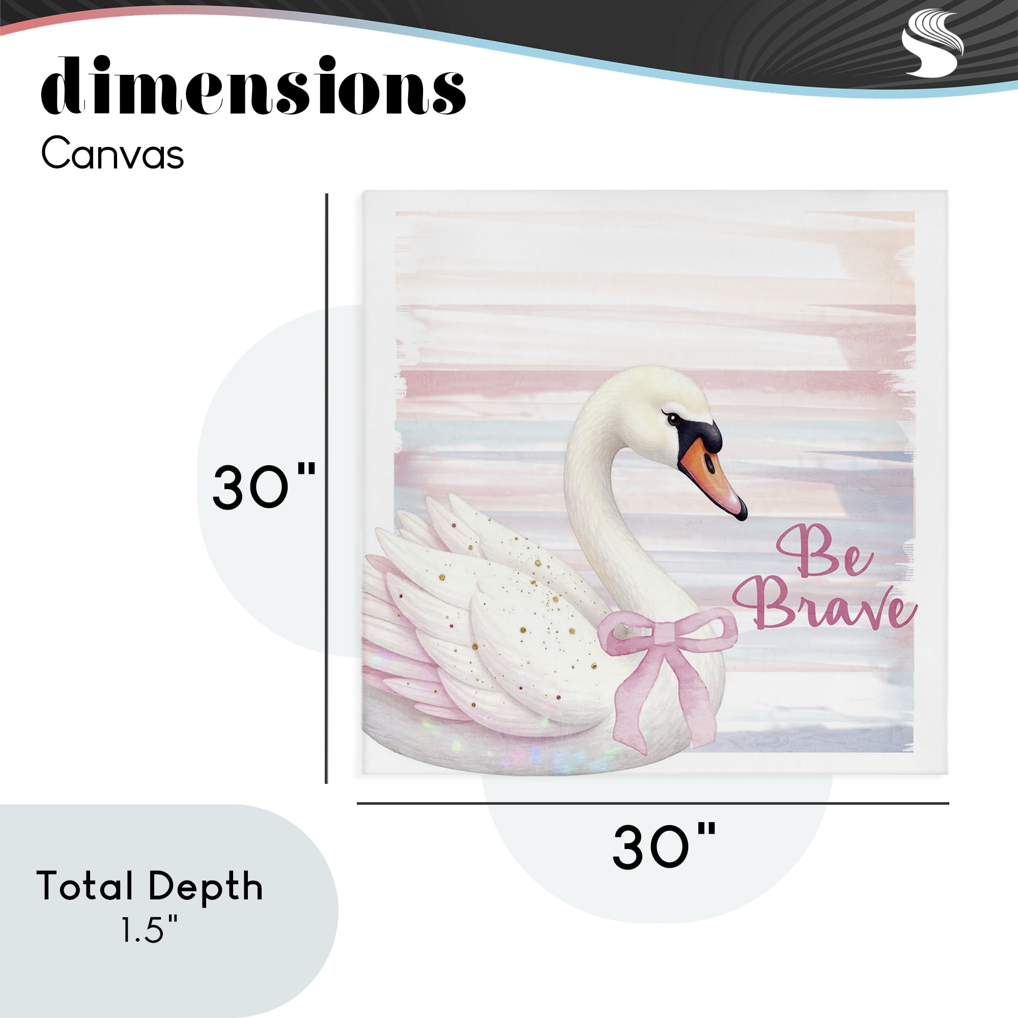 Be Brave Pastel Swan Canvas Wall Art, design by Kim Allen