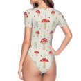 thumbnail image 4 of Haiem Mushroom Women's Crew Neck Short Sleeve Bodysuit Tops Stretchy Slim Basic-X-Large, 4 of 9