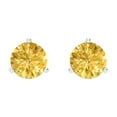 thumbnail image 3 of 2 Ct Round Cut Studs Yellow Crystal 14K White Solid Gold Everyday Dainty Earrings Screw Back, 3 of 7