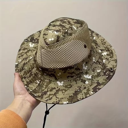 Men s UPF 50+ Large Brim Sun Hat for Fishing Hiking Gardening Work Wide Brim & Adjustable Chin Strap