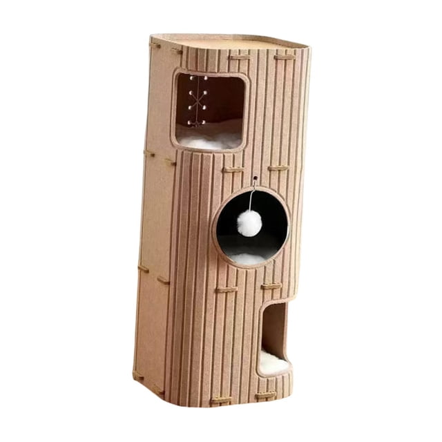 Cama para gatos de 3 pisos, tipo cueva, casita para gatos, nido, resistente a los arañazos, fácil de montar, cubierta. Camello