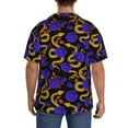 thumbnail image 5 of Wukai Golden Snake And Purple Rose Men's Casual Short-Sleeve Button Down Shirt - Lightweight Summer Dress Shirt for Daily Wear-, 5 of 7