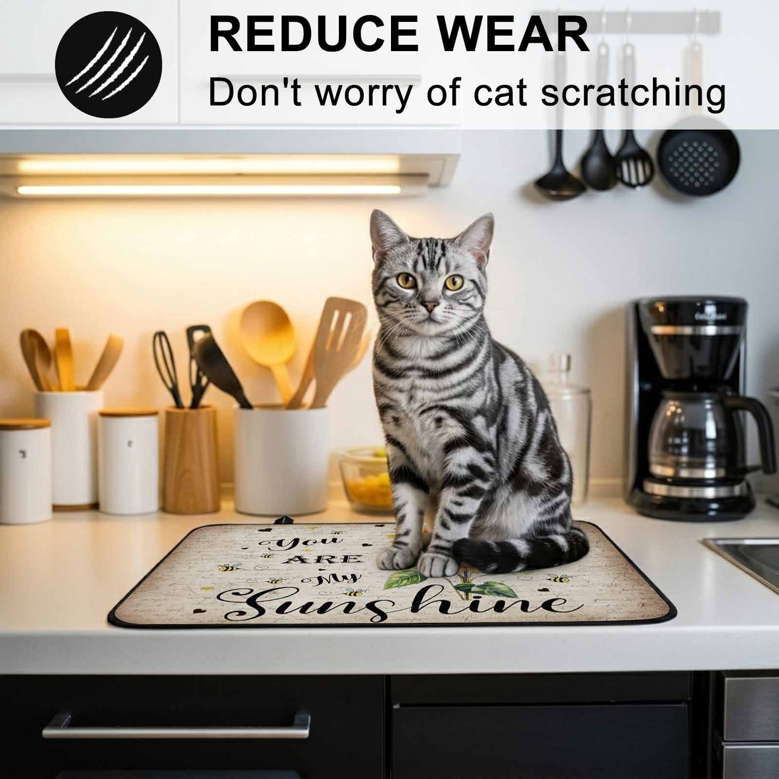 Sunflower Stove Top Cover for Electric Stove, Heat-proof & Non Slip Glass Top Stove Cover Protector, Vintage Summer Botanical Bee Spring Floral Kitchen Flat Cooktop Rubber Mat 24x21 Inches