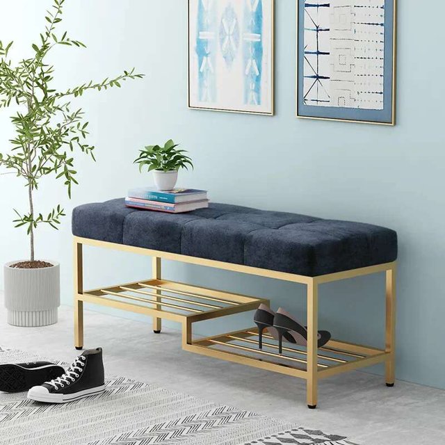 Zapatero para sala de estar, muebles modernos para zapatos, taburete para entrada de casa, Zapatero de arte del hierro Simple para pasillo, banco de zapatos