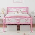 thumbnail image 3 of Rosa tamaño individual-size metal marco de cama con almacenamiento, vintage pattern cabecero y footboard, fácil montaje mattress foundation, 3 of 6