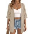 thumbnail image 3 of PRETTYGARDEN Summer Cardigan Sweaters for Women Lightweight Short Sleeve Knit Coverup Spring Beach Vacation Clothes, 3 of 9