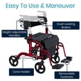 thumbnail image 3 of Vive Rollator Walker for Seniors with Seat - Walker and Wheelchair Combo, Lightweight Foldable Transport Chair, Blue, 3 of 8