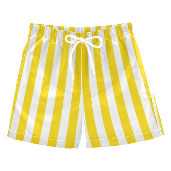 Yellow-white Narrow Stripes Boys' Swim Trunks Board Shorts Beach Pants Bathing Bottoms 2T
