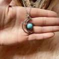 thumbnail image 5 of HOOUN Vintage Creative Boho Moon Crystal Pendant Necklace Silver Plated Jewelry Gifts-02#, 5 of 8