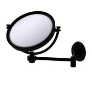 8-in Wall Mounted Extending Make-Up Mirror 2X Magnification in Matte Black