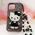 thumbnail image 4 of Bling Rhinestone Kitty Phone Case with Flower Pearl Lanyard, Luxury Handmade Sparkly Crystal Diamond Shockproof Protective Cover for iPhone 17 Pro Max 11 12 13 Mini 14 15 16 Plus 17 Air, 4 of 5