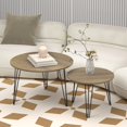 thumbnail image 3 of Round Nesting Coffee Table Set - 2-Tier Rustic Brown Wood and Metal, 3 of 10