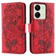 thumbnail image 1 of Phone Case For Xiaomi Redmi 13C 4G 5G 13R 5G Poco M6 5G C65 4G Wallet Stand Imprinted Rose Butterfly, 1 of 5