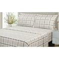 thumbnail image 1 of Cotton House - Flannel Sheet Set, 100% Cotton, Queen Size, Grey Plaid Design, 1 of 2