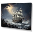 thumbnail image 2 of Designart Pirate Wall Art, Pirate Ship Braving Stormy Seas , pirate Large Wall art decor, grey Canvas wall art, 40x30 inches, 2 of 5