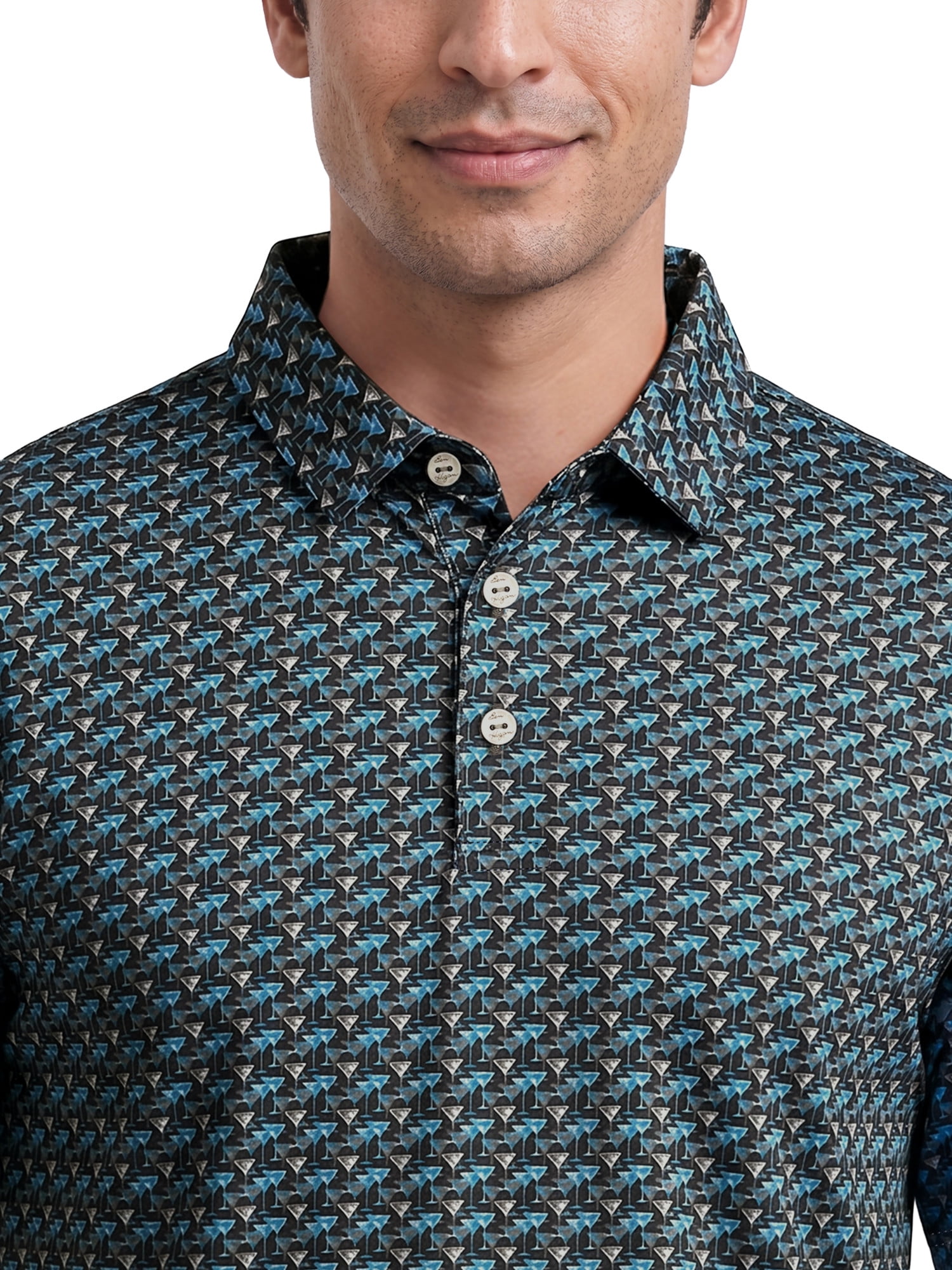 Ben Hogan Performance Men’s & Big Men's All-Over Martini Print Short Sleeve Golf Polo Shirt, Sizes S-4XLT