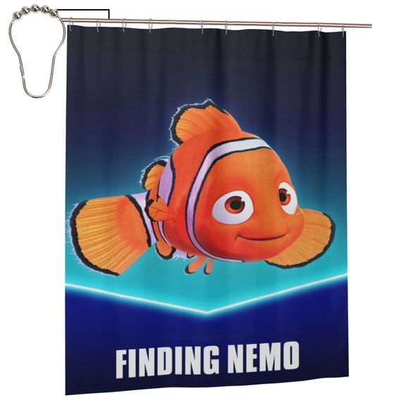Finding Nemo Shower Curtain, Lovely Cartoon Shower Curtains Set for Kids Boys Girls College Dorm Bathroom, Waterproof Restroom Bathtub Decor Accessories with 12 Hooks 60"X72" Iron