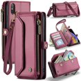 thumbnail image 1 of Funda tipo cartera para iPhone XS Max con bloqueo RFID, tarjetero, cremallera y ranura para billetes, correa de hombro magnética de piel sintética suave para mujer, 1 of 10