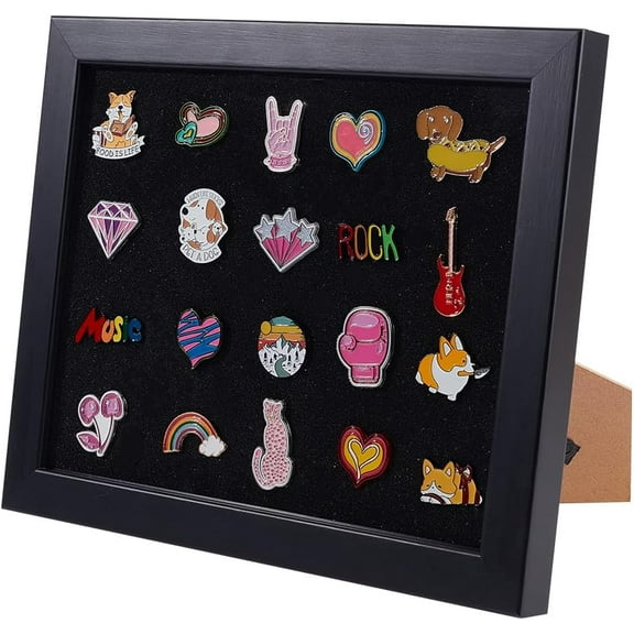 Enamel Pin Display Frame 9.1x13.2x0.8 Inch Pin Collection Display Case Pins Collection Shadow Box Cabinet Brooch Collect Frame for Medals Enthusiast Collectibles Black DIY