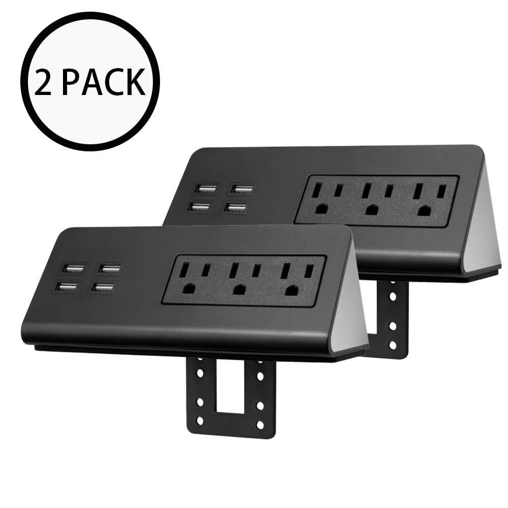"Happyline" Two Desk Edge Mount Power Outlets with USB Charge Ports