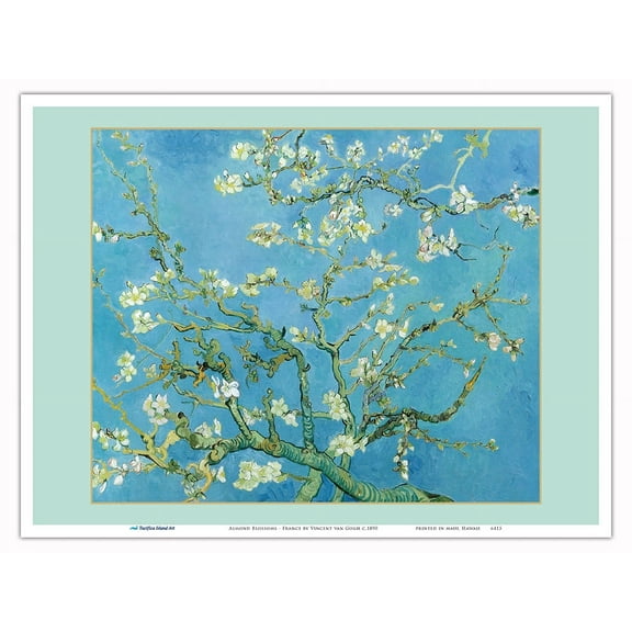 Almond Blossoms - Saint-Rémy-de-Provence France - From an Original Color Painting by Vincent van Gogh c.1890 - Master Art Print (Unframed) 9in x 12in